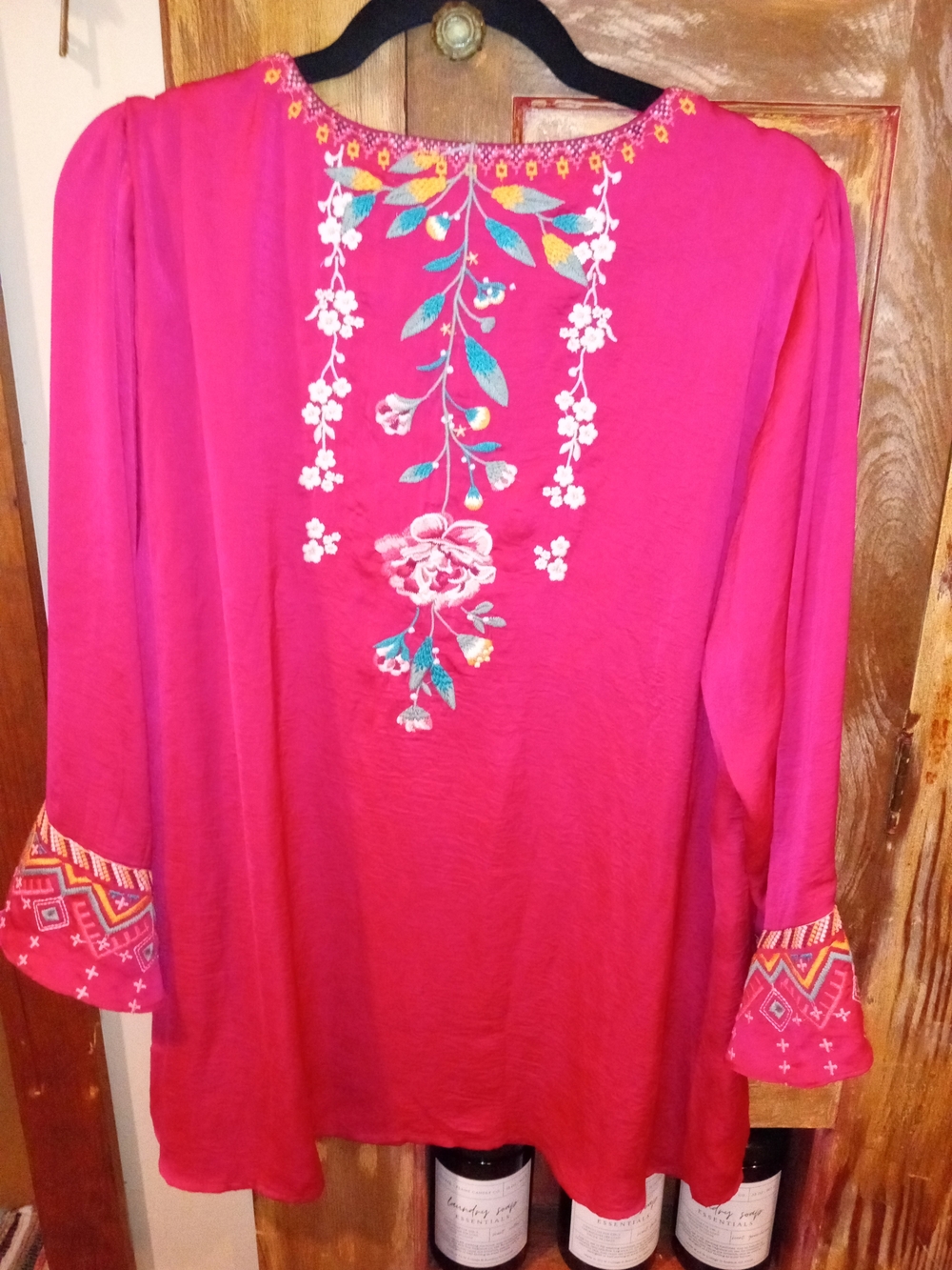 Savanna Jane Hot Pink Embroidered V-Neck Tunic - Picture 4 of 7